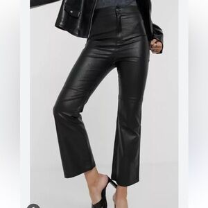 FREE PEOPLE SASHA CROPPED KICK FLARE VEGAN FAUX LEATHER PANTS WOMEN'S 6